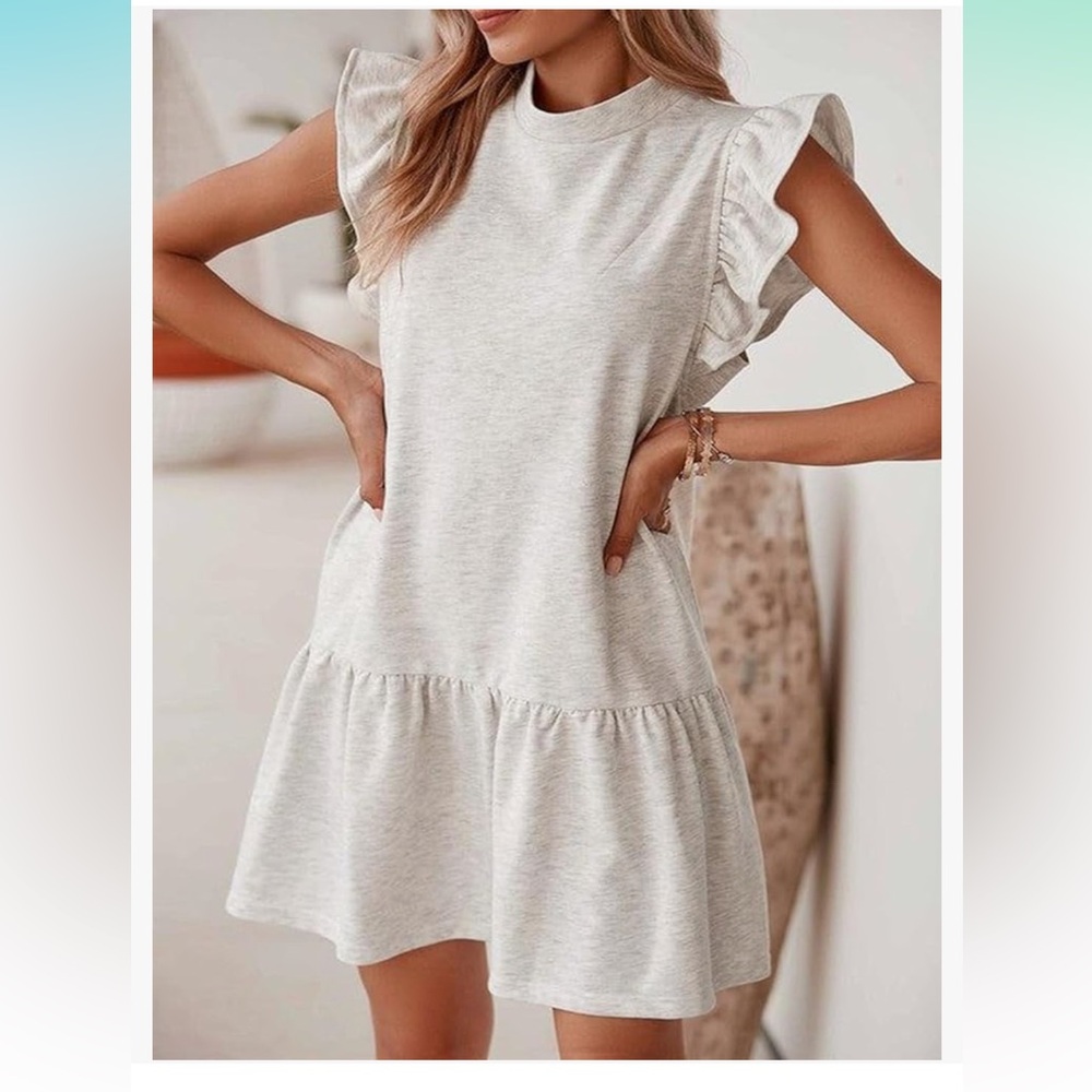 Amazon Gray Ruffled Mini Sundress - Picture 2 of 4